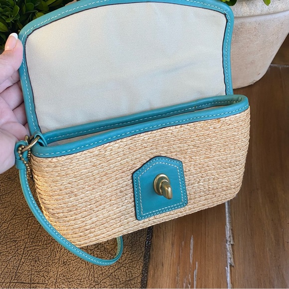 Coach Legacy Y2K Teal Woven Clutch Wallet - Picture 10 of 12